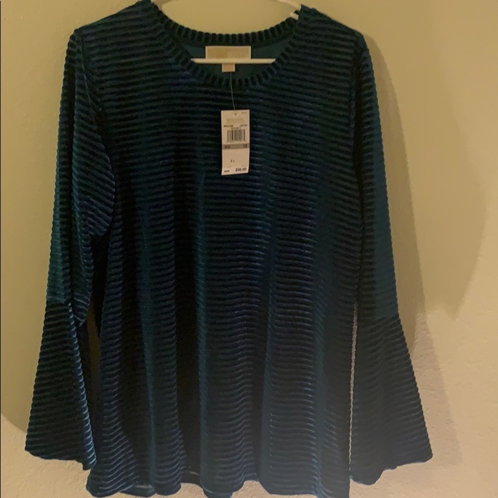 michael kors luxe teal blouse size 1X new - Picture 2 of 3